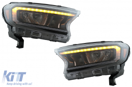 LHD Fari Barra luminosa LED per Ford Ranger 15-20 Alloggiamento nero pieno Dinamico-image-6078835