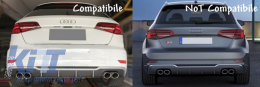 
Lökhárító diffúzor AUDI A3 8V Sportback 16-19 modellekhez, kipufogóvégekkel, S3 Dizájn

Kompatibilis:
AUDI A3 8V Ferdehátú Facelift (2016-2019) alap lökhárítóval (SE)

Nem kompatibilis:
AUDI A3-image-6042488