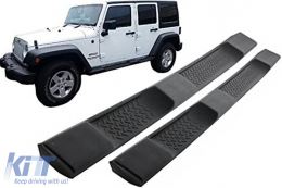 Marchepieds Marches latérales pour Jeep Wrangler Rubicon JK 07-17 4 portes rétro Look-image-6104705