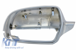 Mirror Covers suitable for Audi A5 8T (2011-2016) A3 8P (2011-2013) A4 B8.5 Facelift (2012-2015) Extinction Aluminium Plated Complete Housing Without Side Assist-image-6043669