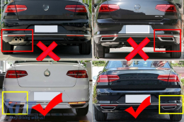 Muffler Tips Decorative Frames suitable for VW Passat B8 3G GTE / Alltrack (2015-2019) Piano Black-image-6101444