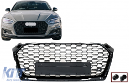 Ohne Emblem Kühlergrill für AUDI A5 F5 2017-2019 RS-Look Glänzend schwarz-image-6086434