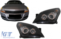 Фарове подходящи за Opel Astra H (03.2004-2009) Angel Eyes 2 Halo Джанти Черен-image-6085473