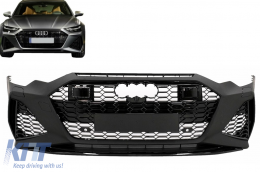 Paraurti anteriore per Audi A6 C8 4K 2018+ RS6 Look Griglia Centrale Nero lucido-image-6091671