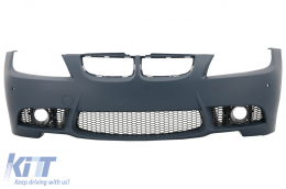 Paraurti Anteriore per BMW 3 E90 E91 Pre-LCI 05-08 M3 Look Fari Neri Fendinebbia-image-6053342