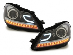 Paraurti anteriore per Mercedes C W204 2012-2014 C63 Facelift Look Fari LED DRL-image-5998020