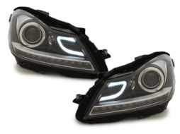 Paraurti anteriore per Mercedes C W204 2012-2014 C63 Facelift Look Fari LED DRL-image-5998021