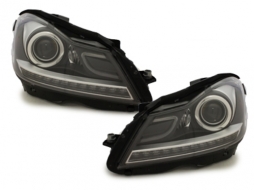 Paraurti anteriore per Mercedes C W204 2012-2014 C63 Facelift Look Fari LED DRL-image-5998022