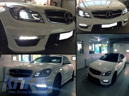 Paraurti anteriore per Mercedes C W204 2012-2014 C63 Facelift Look Fari LED DRL-image-5998025