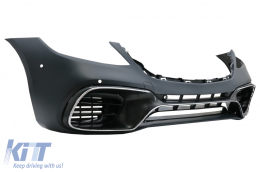 Paraurti Anteriore per Mercedes Classe S W222 Facelift 17+ S63 Look Nero Griglie-image-6054825