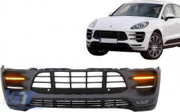 Paraurti Anteriore per Porsche Macan 2014-07.2018 Turbo Look Griglie Fendinebbia-image-6105792