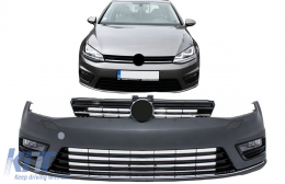 Paraurti anteriore per VW Golf 7 VII 2013-2017 R-Line Look Estensione inferiore Fendinebbia-image-6093688