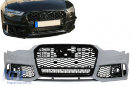 Paraurti con nido d'ape Griglia per Audi A6 C7 4G Facelift 15-18 RS6 Look PDC SRA-image-6083206