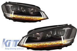 Paraurti & Fari LED DRL Dinamico svolta per VW Golf VII 7 13-17 R-Line Look RHD-image-6051432