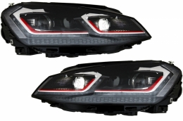 Paraurti Fari LED per VW Golf VII 7 5G 13-17 G7.5 GTI Look Luci Sequenziali-image-6039795