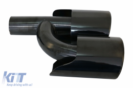 Paraurti posteriore Diffusore Scarico Punte Nero per Mercedes S W221 2005-2013 S65 Look-image-6088515