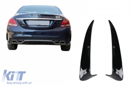 Paraurti posteriore Lembi Lato Fins Flics per Mercedes Classe C W205 14-20 Nero lucido-image-6091898