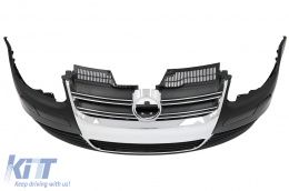 Pare-chocs avant pour VW Golf V 5 03-07 Jetta 05-10 R32 Look Chrome Grille-image-6006481