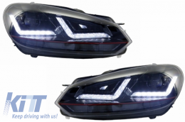 Pare-chocs pour Golf VI 6 08-13 GTI Look Phares LED Écoulement Lumière Rouge RHD-image-6042262