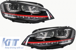 Phares 3D LED DRL pour VW Golf 7 VII 12-17 ROUGE GTI Look Tournage Dynamique RHD-image-6022866