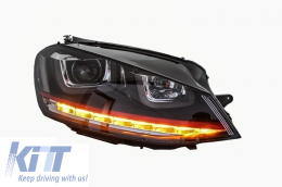 Phares 3D LED DRL pour VW Golf 7 VII 12-17 ROUGE GTI Look Tournage Dynamique RHD-image-6022870