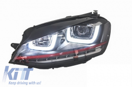 Phares 3D LED DRL pour VW Golf 7 VII 12-17 ROUGE GTI Look Tournage Dynamique RHD-image-6022873