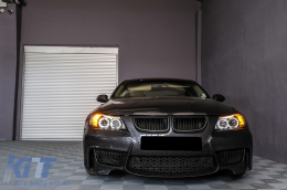 Phares Angel Eyes pour BMW Série 3 E90 E91 03.05-08.08 Limo Touring Noir--image-6082829