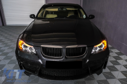 Phares Angel Eyes pour BMW Série 3 E90 E91 03.05-08.08 Limo Touring Noir--image-6082830