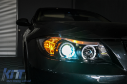 Phares Angel Eyes pour BMW Série 3 E90 E91 03.05-08.08 Limo Touring Noir--image-6082833