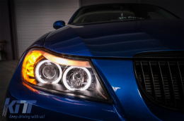 Phares Angel Eyes pour BMW Série 3 E90 E91 03.05-08.08 Limo Touring Noir--image-6083977