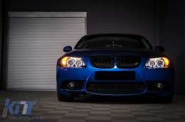 Phares Angel Eyes pour BMW Série 3 E90 E91 03.05-08.08 Limo Touring Noir--image-6083978