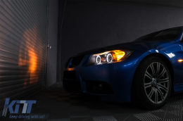 Phares Angel Eyes pour BMW Série 3 E90 E91 03.05-08.08 Limo Touring Noir--image-6083980