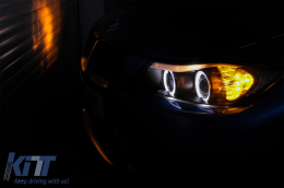 Phares Angel Eyes pour BMW Série 3 E90 E91 03.05-08.08 Limo Touring Noir--image-6083982