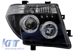 Phares Angel Eyes pour NISSAN Navara D40 04-09 Pathfinder R51 05-08 Noir LHD-image-6027092