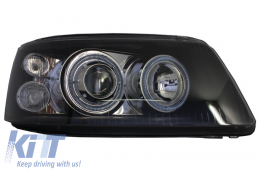 Phares Dual Halo Jantes pour VW Transporter T5 2003-2009 Angel Eyes Noir--image-6021774