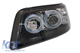 Phares Dual Halo Jantes pour VW Transporter T5 2003-2009 Angel Eyes Noir--image-6021776