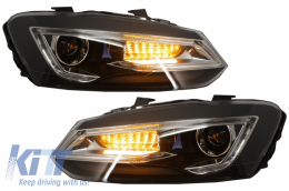 Phares pour VW Polo 6R 2011-2017 Light Bar lumière LED claire Devil Eye Look--image-6027462