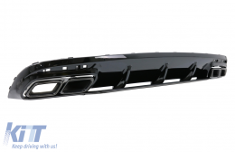 Rear Bumper Air Diffuser with Black Muffler Tips suitable for Mercedes S-Class C217 Coupe (2014-2020) S63 Facelift Design-image-6073348