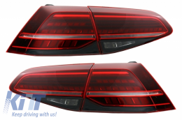 Rear Bumper Air Diffuser with LED Taillights Dynamic Sequential Turning Lights Dark Cherry Red suitable for VW Golf 7.5 VII (2017-Up) GTI Look-image-6046276