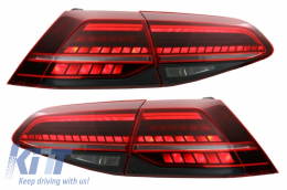 Rear Bumper Air Diffuser with LED Taillights Dynamic Sequential Turning Lights Dark Cherry Red suitable for VW Golf 7.5 VII (2017-Up) GTI Look-image-6046277