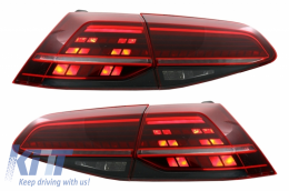 Rear Bumper Air Diffuser with LED Taillights Dynamic Sequential Turning Lights Dark Cherry Red suitable for VW Golf 7.5 VII (2017-Up) GTI Look-image-6046279