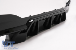 Rear Bumper Diffuser Piano Black with Exhaust Muffler Tips Black suitable for BMW 5 Series G30 G31 Limousine Touring (2017-2020) M5 Design-image-6099062