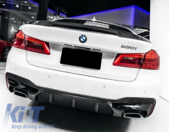 Rear Bumper Diffuser suitable for BMW 5 Series G30 G31 Limousine Touring (2017-up) M5 Design Piano Black-image-6043639