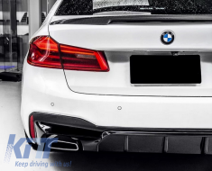 Rear Bumper Diffuser suitable for BMW 5 Series G30 G31 Limousine Touring (2017-up) M5 Design Piano Black-image-6043642