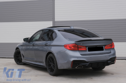 Rear Bumper Diffuser suitable for BMW 5 Series G30 G31 Limousine Touring (2017-up) M5 Design Piano Black-image-6099667