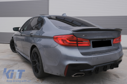 Rear Bumper Diffuser suitable for BMW 5 Series G30 G31 Limousine Touring (2017-up) M5 Design Piano Black-image-6099669