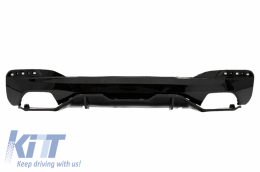 Rear Bumper Diffuser suitable for BMW 5 Series G30 G31 Limousine Touring (2017-up) with Exhaust Muffler Tips M Performance Design Black-image-6047205