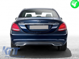 Rear Bumper Diffuser suitable for Mercedes C-Class W205 S205 Standard (2014-2018) C63 Look-image-6003897