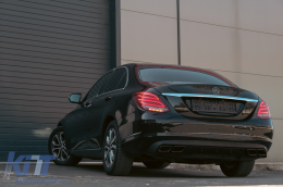 Rear Bumper Diffuser suitable for Mercedes C-Class W205 S205 (2014-2018) C63 Look Shadow Black only for Standard Bumper-image-6092267