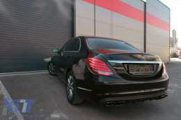 Rear Bumper Diffuser suitable for Mercedes C-Class W205 S205 (2014-2018) C63 Look Shadow Black only for Standard Bumper-image-6092268